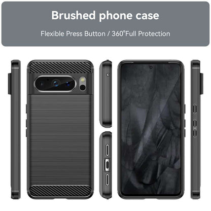 TPU Hülle für Google Pixel 8 PRO Carbon Fiber Skin Brushed Schutzcover Soft Case