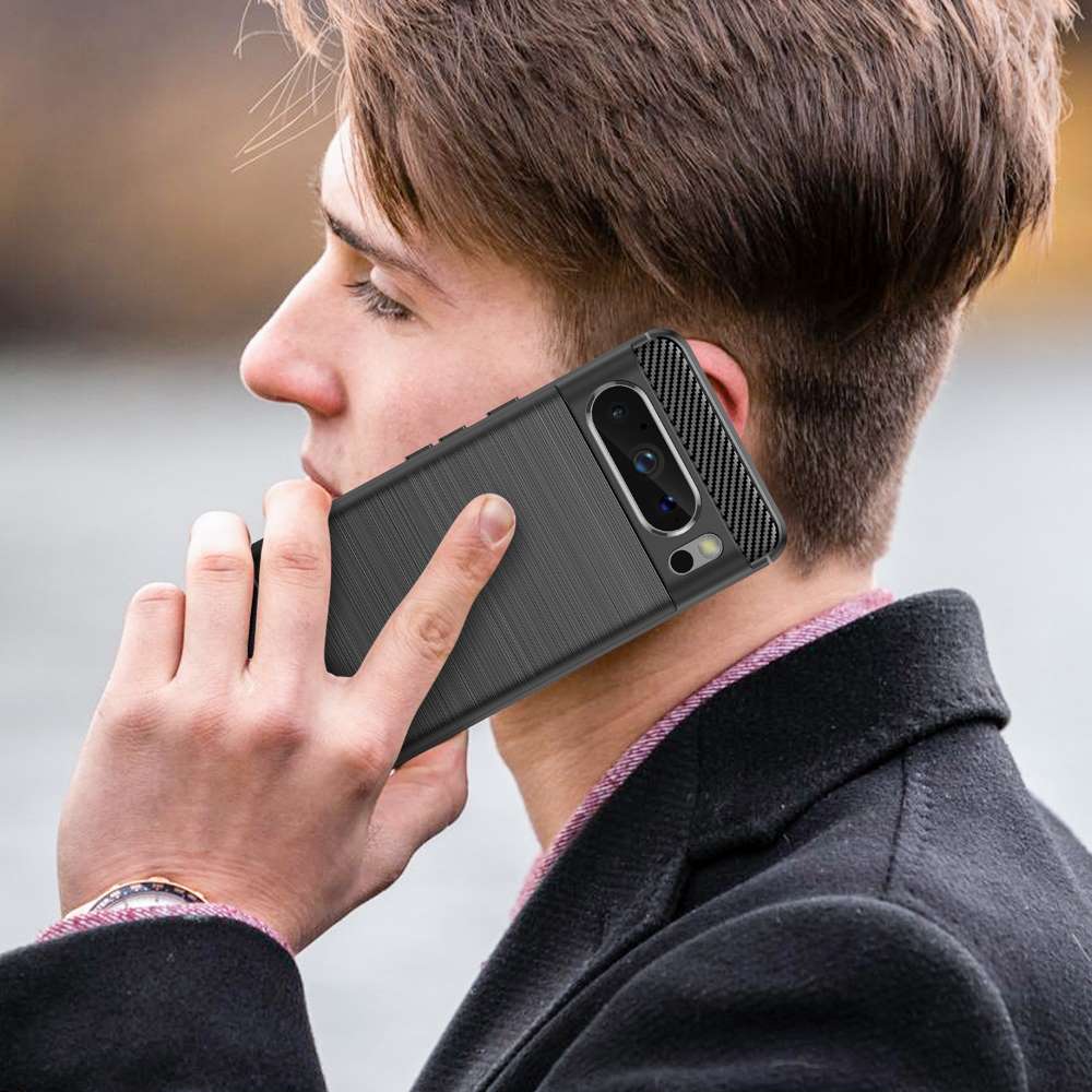 TPU Hülle für Google Pixel 8 PRO Carbon Fiber Skin Brushed Schutzcover Soft Case