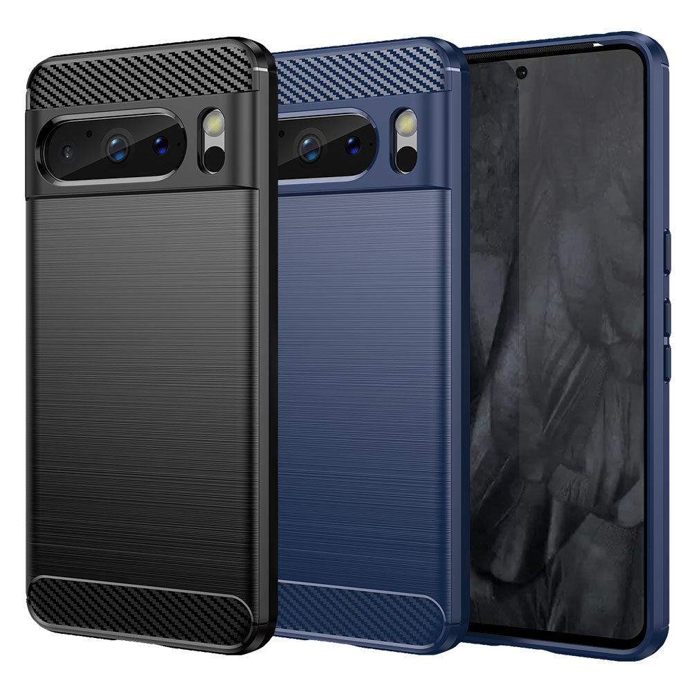 TPU Hülle für Google Pixel 8 PRO Carbon Fiber Skin Brushed Schutzcover Soft Case