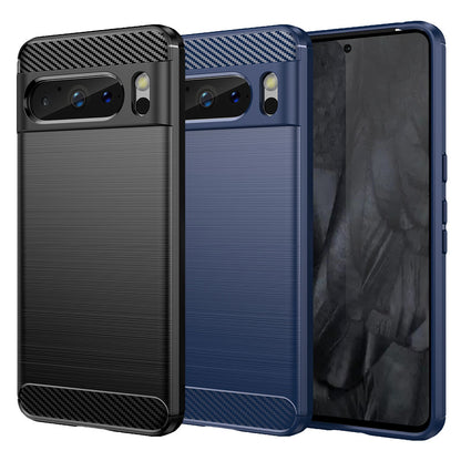 TPU Hülle für Google Pixel 8 PRO Carbon Fiber Skin Brushed Schutzcover Soft Case