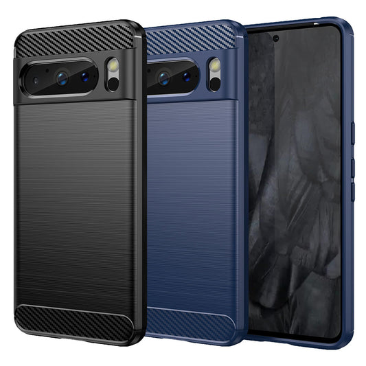 TPU Hülle für Google Pixel 8 PRO Carbon Fiber Skin Brushed Schutzcover Soft Case