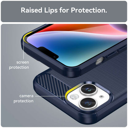 TPU Hülle für Apple iPhone 15 Carbon Fiber Skin Brushed Schutzcover Soft Case