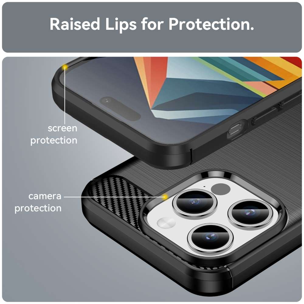 TPU Hülle für Apple iPhone 15 PRO Carbon Fiber Skin Brushed Schutzcover Case