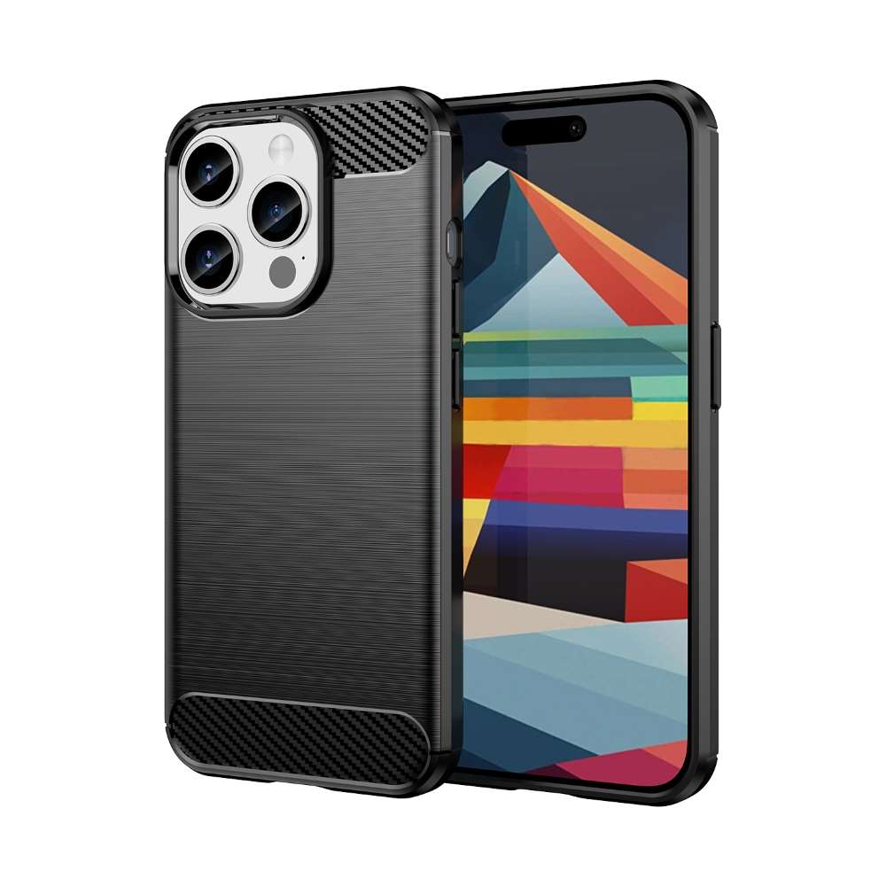 TPU Hülle für Apple iPhone 15 PRO Carbon Fiber Skin Brushed Schutzcover Case