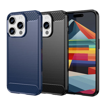 TPU Hülle für Apple iPhone 15 PRO Carbon Fiber Skin Brushed Schutzcover Case