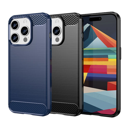 TPU Hülle für Apple iPhone 15 PRO Carbon Fiber Skin Brushed Schutzcover Case