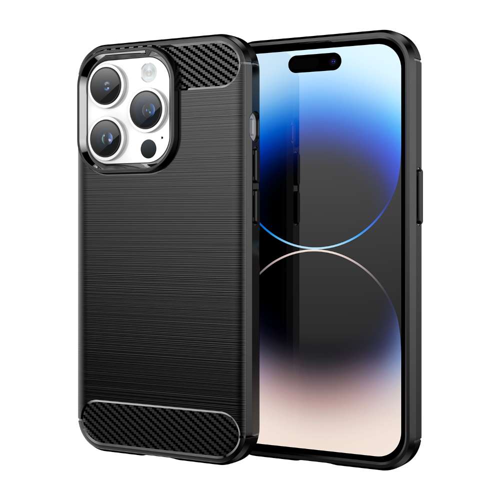 TPU Hülle für Apple iPhone 15 PRO MAX Carbon Fiber Skin Brushed Schutzcover Case