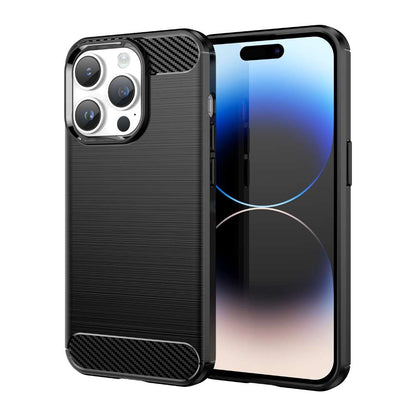 TPU Hülle für Apple iPhone 15 PRO MAX Carbon Fiber Skin Brushed Schutzcover Case