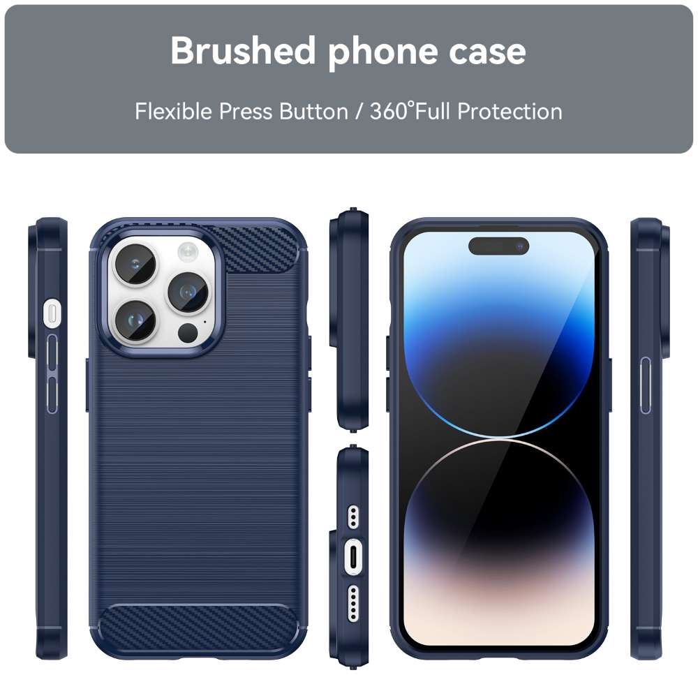 TPU Hülle für Apple iPhone 15 PRO MAX Carbon Fiber Skin Brushed Schutzcover Case