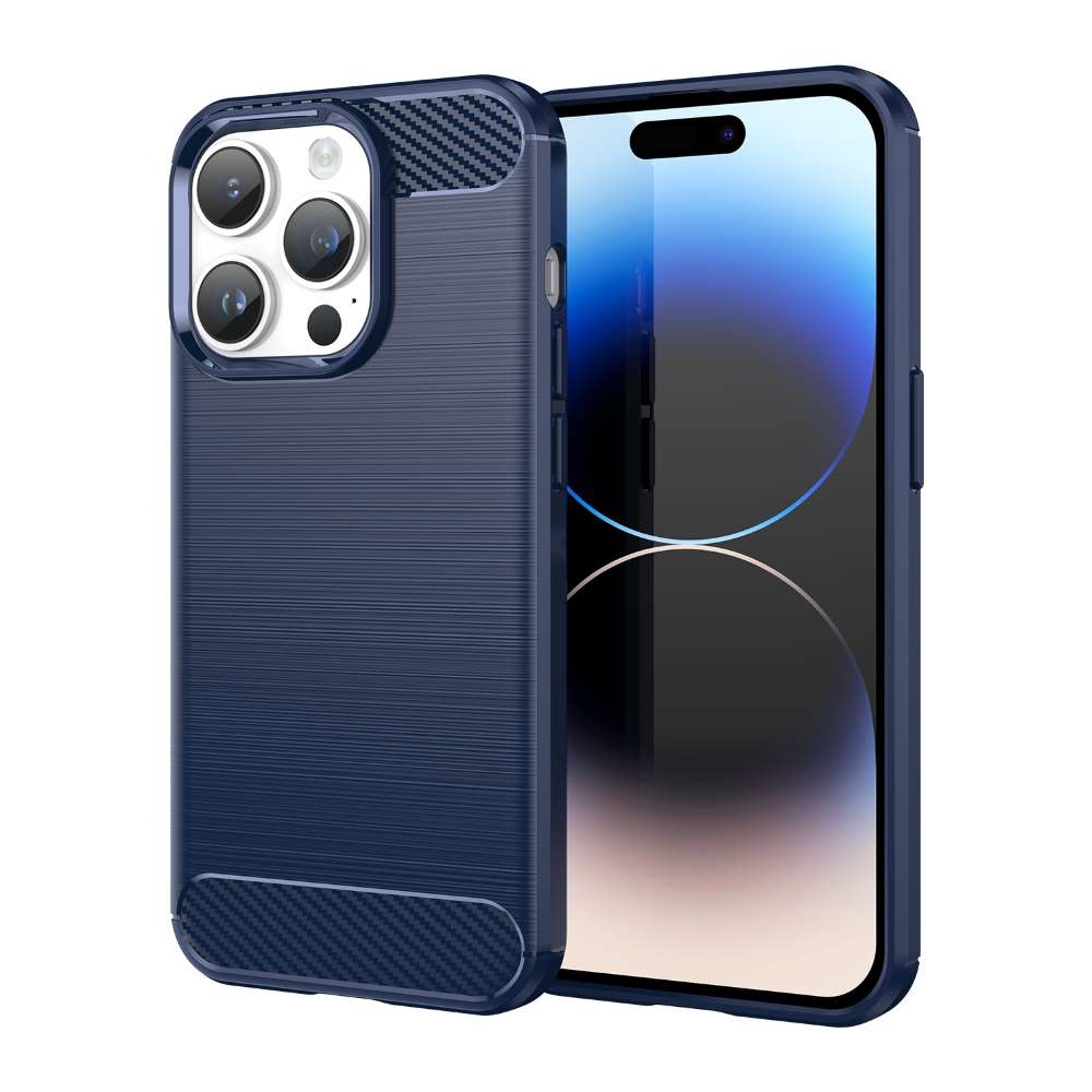 TPU Hülle für Apple iPhone 15 PRO MAX Carbon Fiber Skin Brushed Schutzcover Case