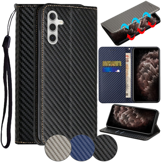 Handy Tasche für Samsung Galaxy S24 PLUS Carbon Fiber Wallet Hülle Magnet Etui