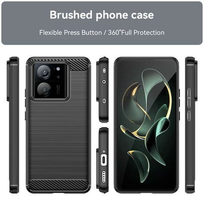 TPU Hülle für Xiaomi 13T | 13T PRO Carbon Fiber Skin Brushed Schutzcover Case