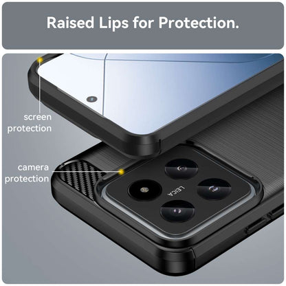 TPU Hülle für Xiaomi 14 Carbon Fiber Skin Brushed Schutz Backcover Soft Case