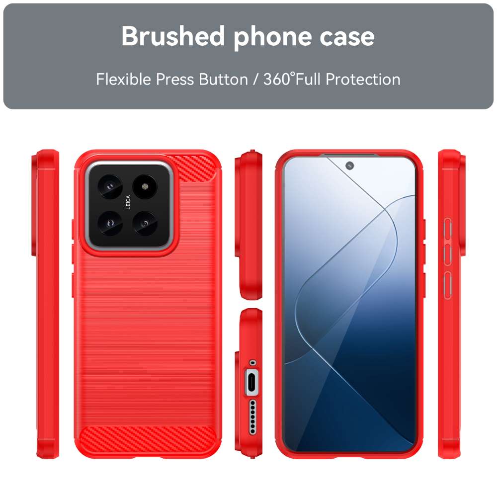 TPU Hülle für Xiaomi 14 Carbon Fiber Skin Brushed Schutz Backcover Soft Case