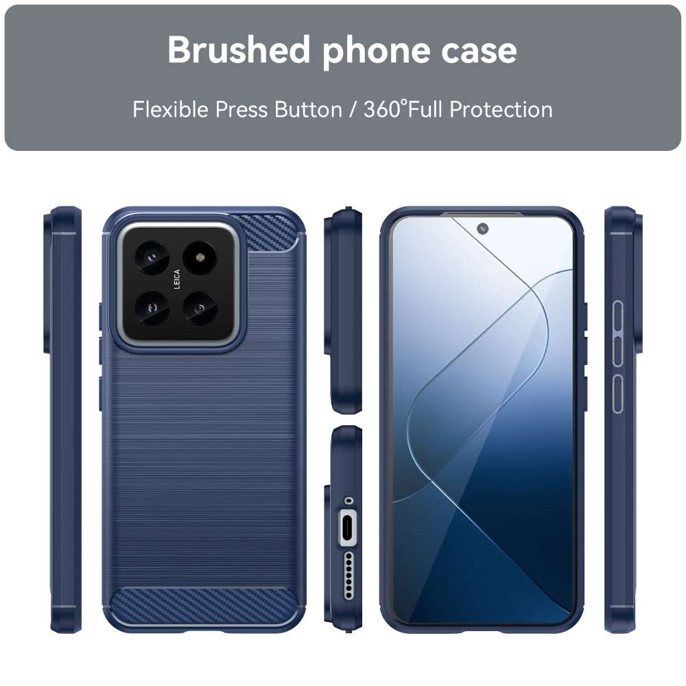 TPU Hülle für Xiaomi 14 Carbon Fiber Skin Brushed Schutz Backcover Soft Case