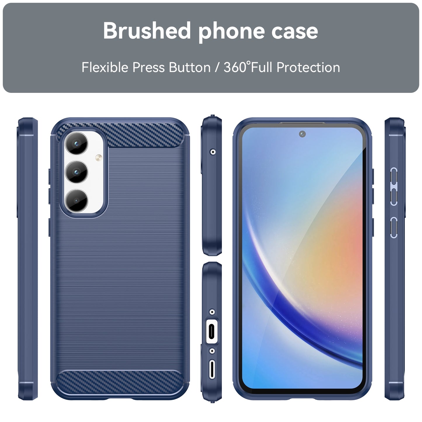 TPU Hülle für Samsung Galaxy A35 Carbon Fiber Skin Brushed Schutzcover Soft Case