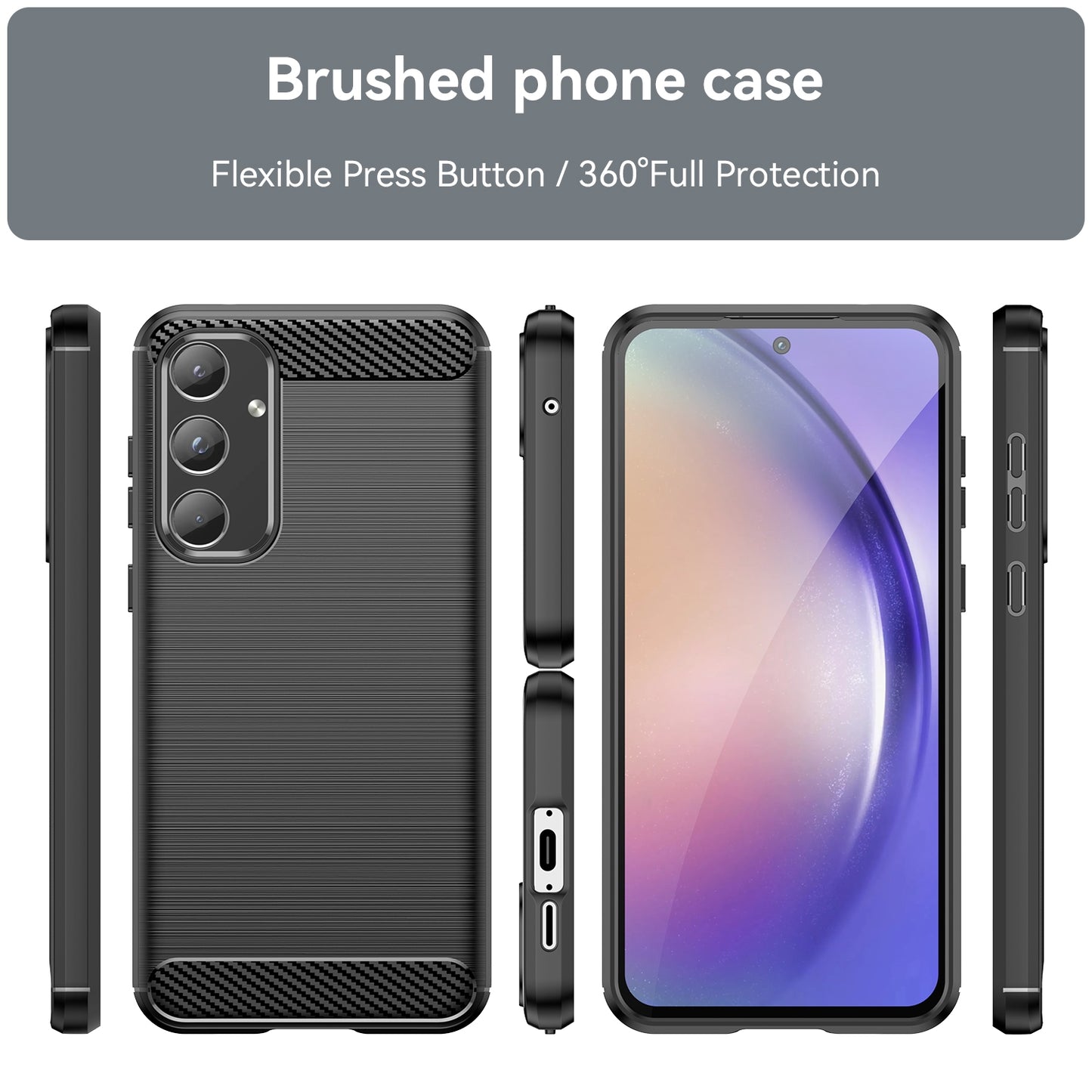 TPU Hülle für Samsung Galaxy A55 Carbon Fiber Skin Brushed Schutzcover Soft Case
