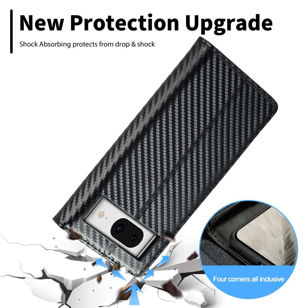 LC.IMEEKE Handy Tasche für Google Pixel 8a Carbon Wallet Stripe Hülle Etui Case