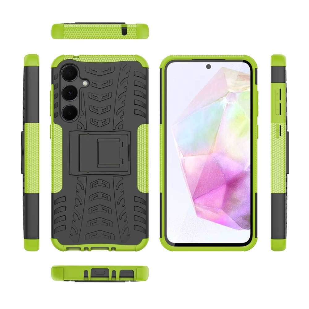 Outdoor Hülle für Samsung Galaxy A35 Tire Rutschfest Kickstand PC TPU Cover Case