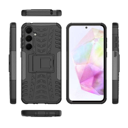 Outdoor Hülle für Samsung Galaxy A35 Tire Rutschfest Kickstand PC TPU Cover Case