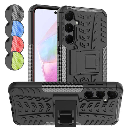 Outdoor Hülle für Samsung Galaxy A35 Tire Rutschfest Kickstand PC TPU Cover Case