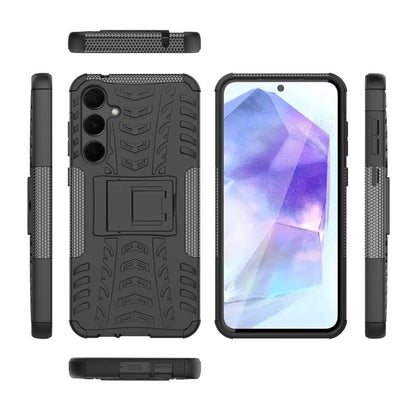 Outdoor Hülle für Samsung Galaxy A55 Tire Rutschfest Kickstand PC TPU Cover Case