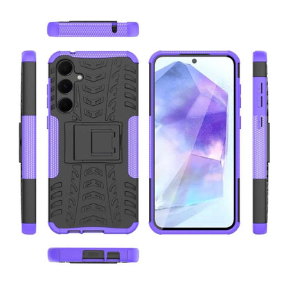 Outdoor Hülle für Samsung Galaxy A55 Tire Rutschfest Kickstand PC TPU Cover Case