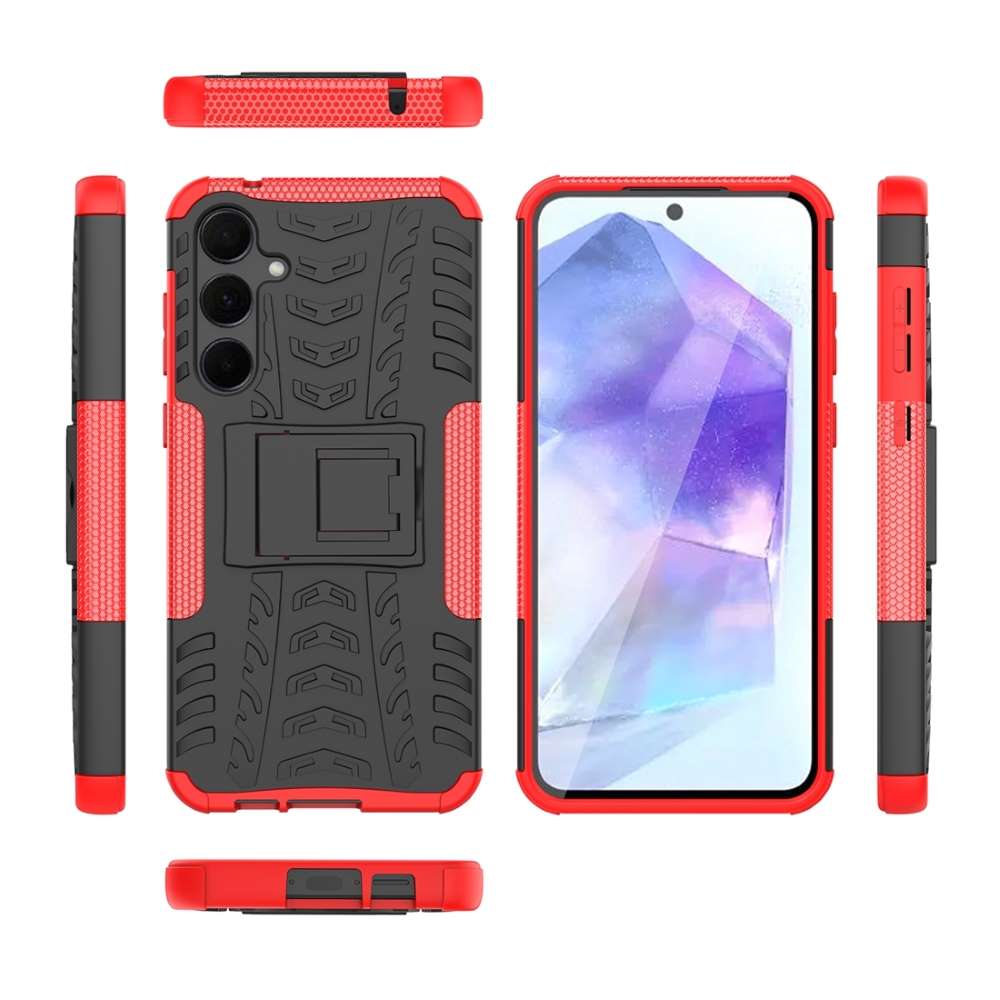 Outdoor Hülle für Samsung Galaxy A55 Tire Rutschfest Kickstand PC TPU Cover Case