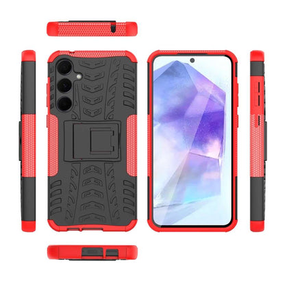 Outdoor Hülle für Samsung Galaxy A55 Tire Rutschfest Kickstand PC TPU Cover Case