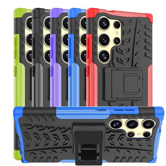 Outdoor Hülle für Samsung Galaxy S24 ULTRA Tire Rutschfest Stand PC TPU Case