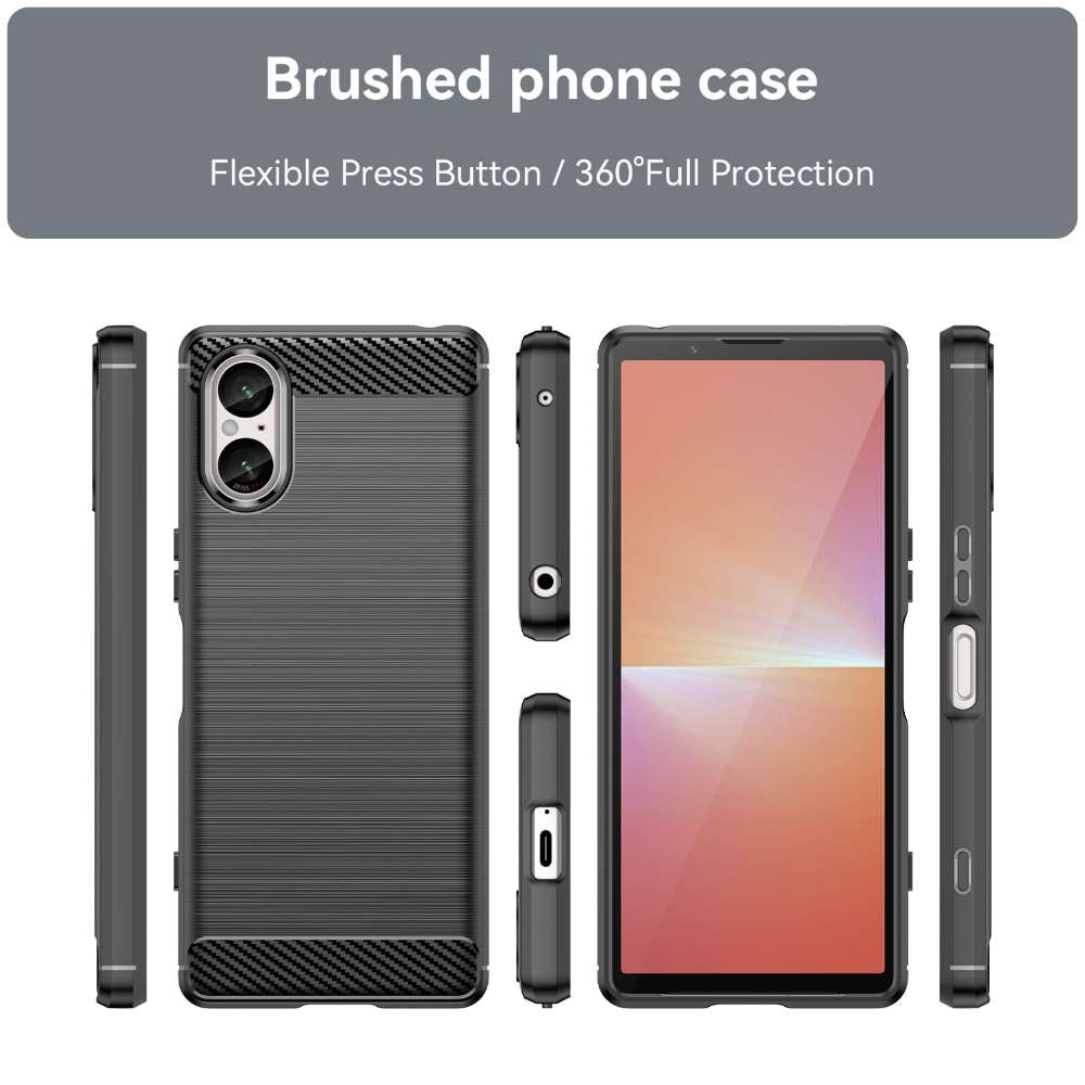 TPU Hülle für Sony Xperia 5 V Carbon Fiber Skin Brushed Schutzcover Soft Case