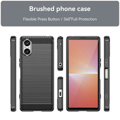 TPU Hülle für Sony Xperia 5 V Carbon Fiber Skin Brushed Schutzcover Soft Case