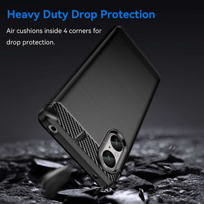 TPU Hülle für Sony Xperia 5 V Carbon Fiber Skin Brushed Schutzcover Soft Case
