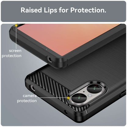 TPU Hülle für Sony Xperia 5 V Carbon Fiber Skin Brushed Schutzcover Soft Case