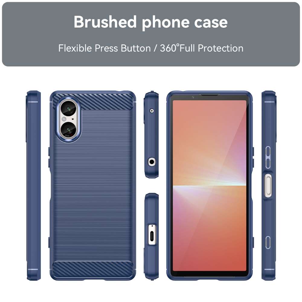 TPU Hülle für Sony Xperia 5 V Carbon Fiber Skin Brushed Schutzcover Soft Case