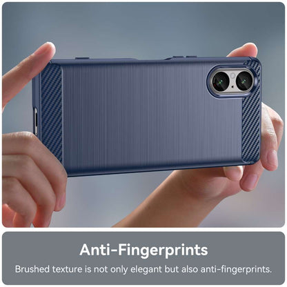 TPU Hülle für Sony Xperia 5 V Carbon Fiber Skin Brushed Schutzcover Soft Case