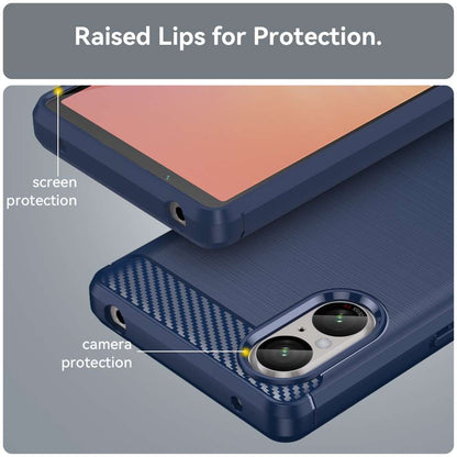 TPU Hülle für Sony Xperia 5 V Carbon Fiber Skin Brushed Schutzcover Soft Case