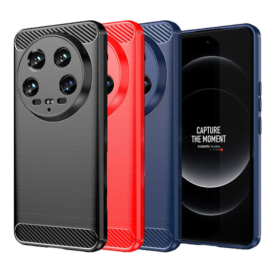 TPU Hülle für Xiaomi 14 Ultra Carbon Fiber Skin Brushed Schutzcover Soft Case