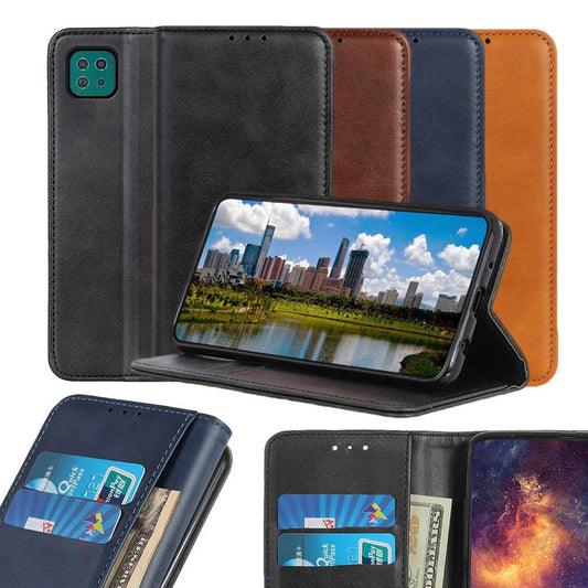 Wallet Case für SAMSUNG GALAXY A22 5G Echt Leder Magnet Handy Tasche Klapp Hülle