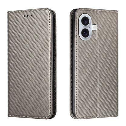 Handy Tasche für Apple iPhone 16 Carbon Fiber Wallet Hülle Magnet Klapp Etui