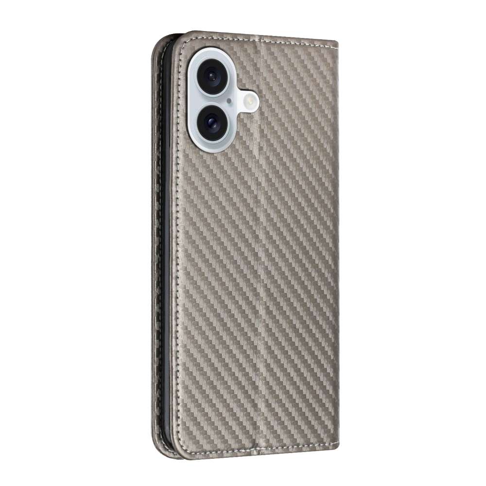Handy Tasche für Apple iPhone 16 Carbon Fiber Wallet Hülle Magnet Klapp Etui