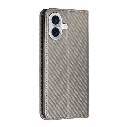 Handy Tasche für Apple iPhone 16 Carbon Fiber Wallet Hülle Magnet Klapp Etui