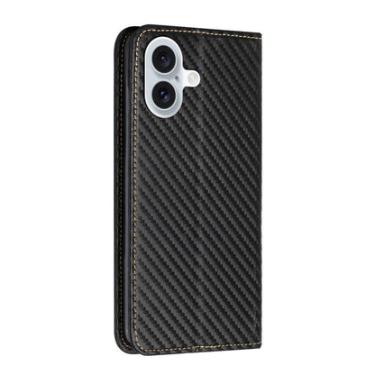 Handy Tasche für Apple iPhone 16 Carbon Fiber Wallet Hülle Magnet Klapp Etui