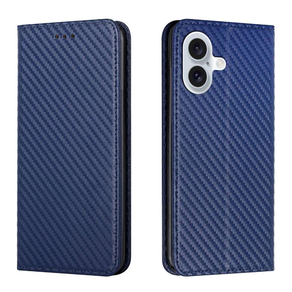 Handy Tasche für Apple iPhone 16 Carbon Fiber Wallet Hülle Magnet Klapp Etui