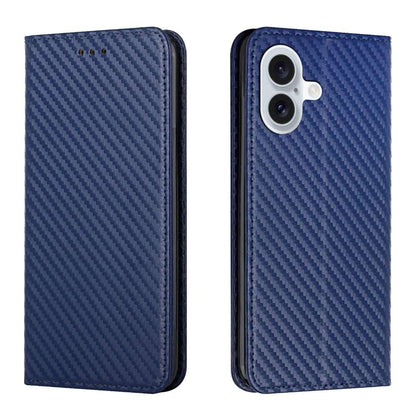 Handy Tasche für Apple iPhone 16 Carbon Fiber Wallet Hülle Magnet Klapp Etui
