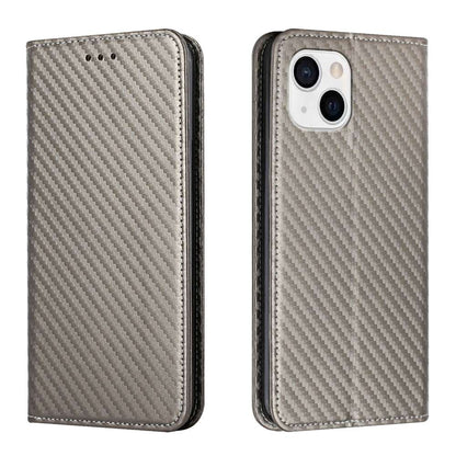Handy Tasche für Apple iPhone 15 Carbon Fiber Wallet Hülle Magnet Klapp Etui