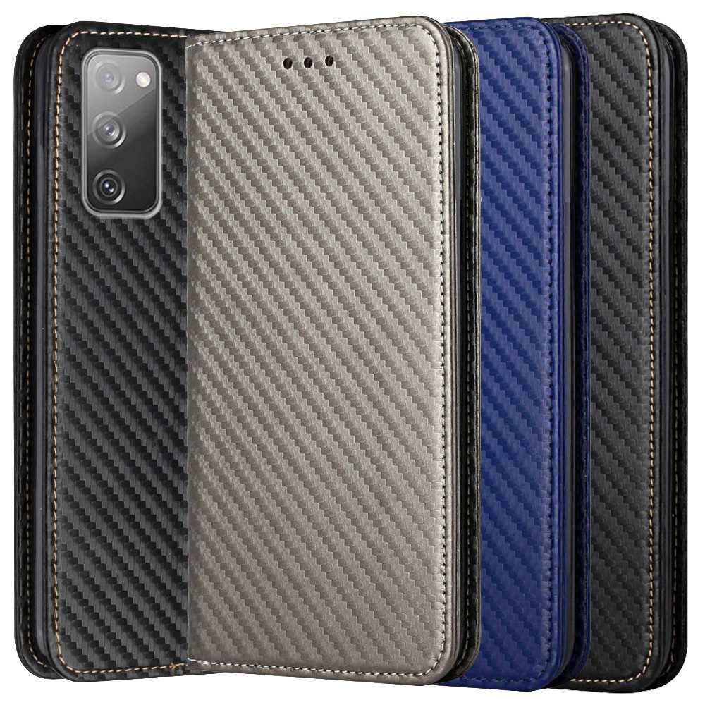 Wallet Case für SAMSUNG GALAXY S20 FE Carbon Fiber Optik Etui Handy Tasche Hülle