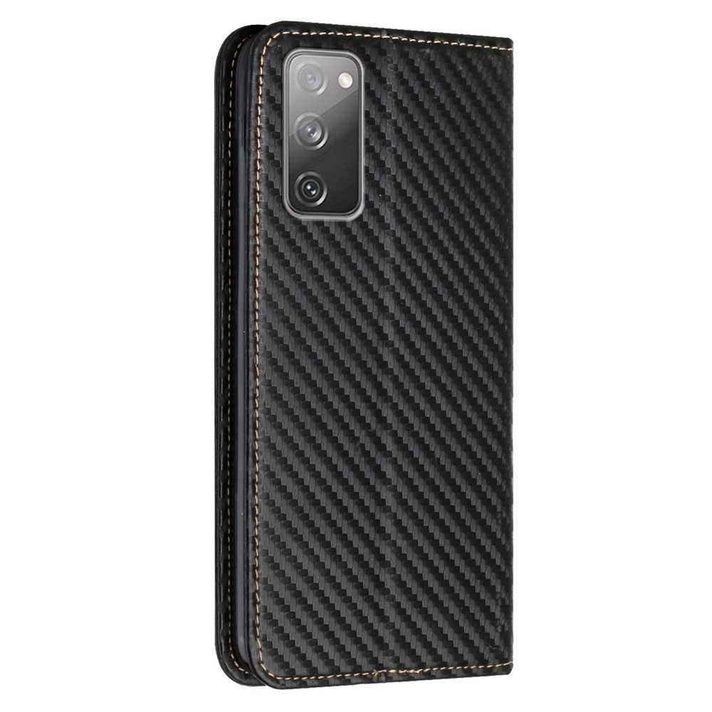 Wallet Case für SAMSUNG GALAXY S20 FE Carbon Fiber Optik Etui Handy Tasche Hülle