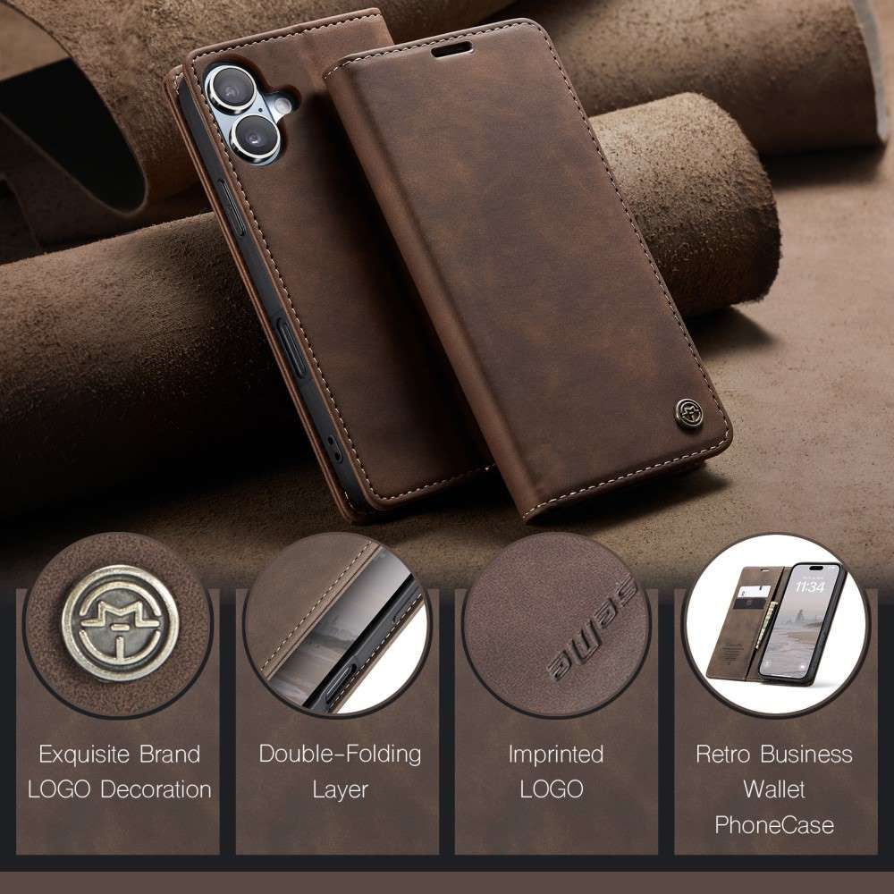 CASEME Handy Tasche für Apple iPhone 16 Wallet 013 Series Klapp Hülle Business