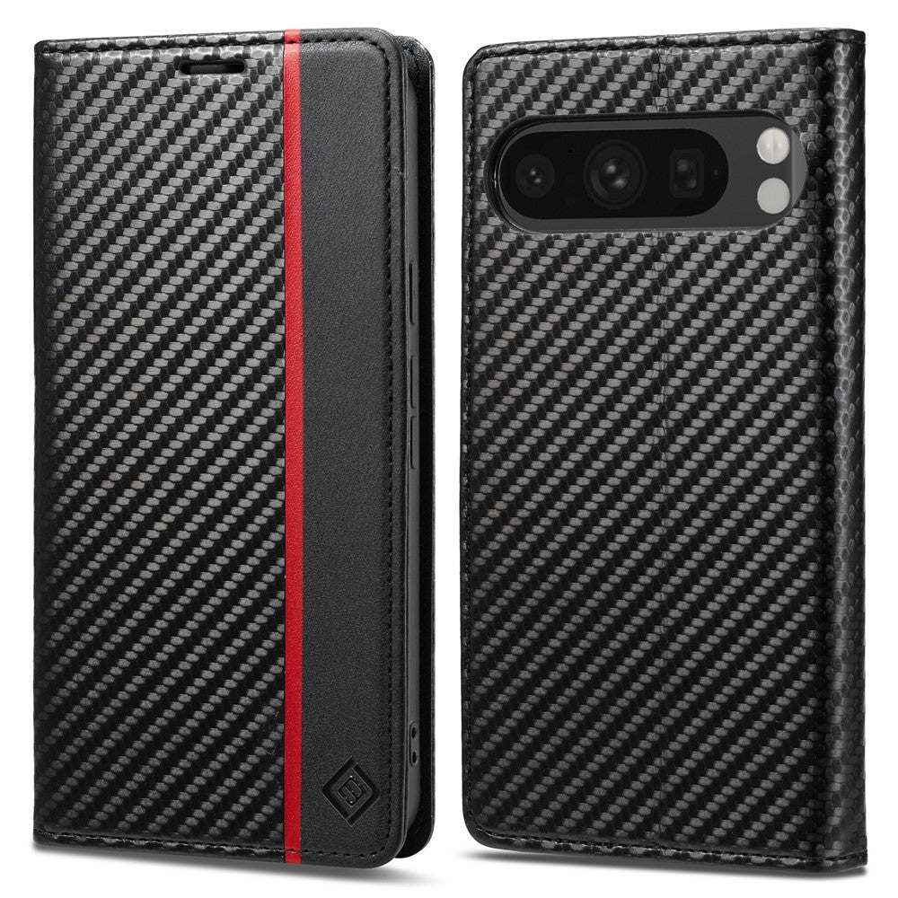 LC.IMEEKE Handy Tasche für Google Pixel 10 PRO XL Carbon Wallet Stripe Hülle